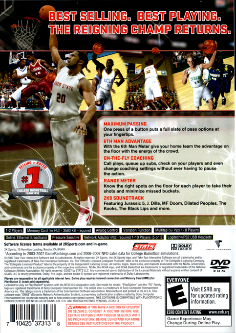 College Hoops 2k8 — box-2D-back (US)