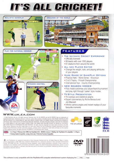 Cricket 2004 — box-2D-back (EU)