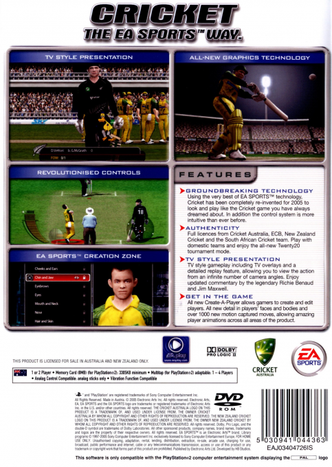 Cricket 2005 — box-2D-back (EU)
