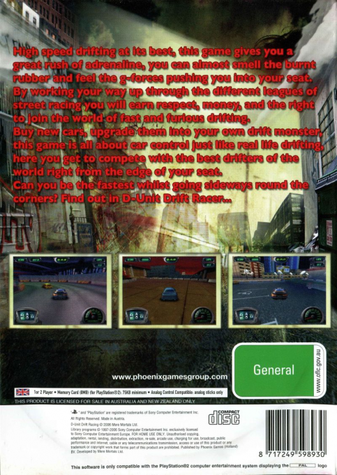D-unit Drift Racing — box-2D-back (AU)