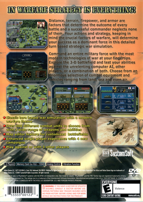 Dai Senryaku 7 - Exceed — box-2D-back (US)