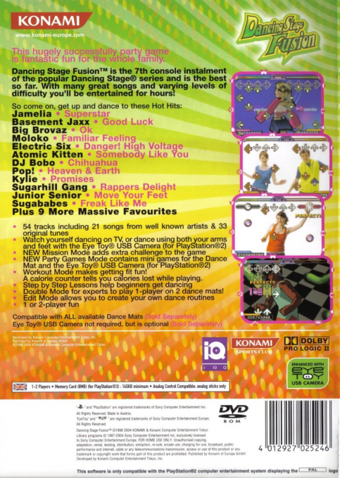 Dancing Stage Fusion — box-2D-back (EU)