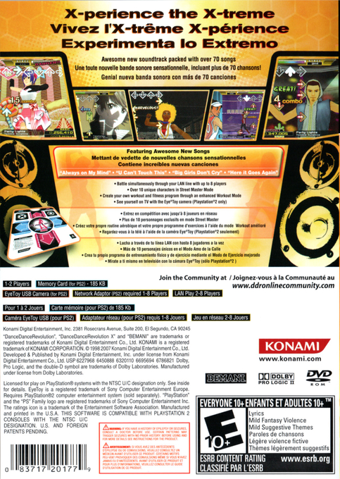 Dance Dance Revolution X — box-2D-back (US)
