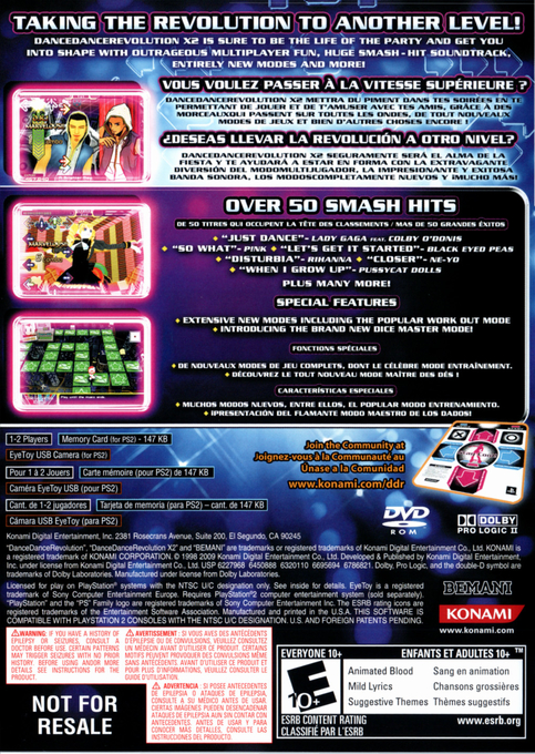 Dance Dance Revolution X2 — box-2D-back (US)