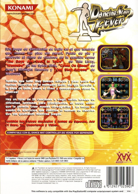 Dancing Stage Fever — box-2D-back (SP)