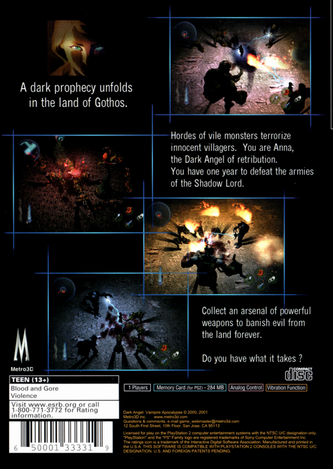 Dark Angel - Vampire Apocalypse — box-2D-back (US)