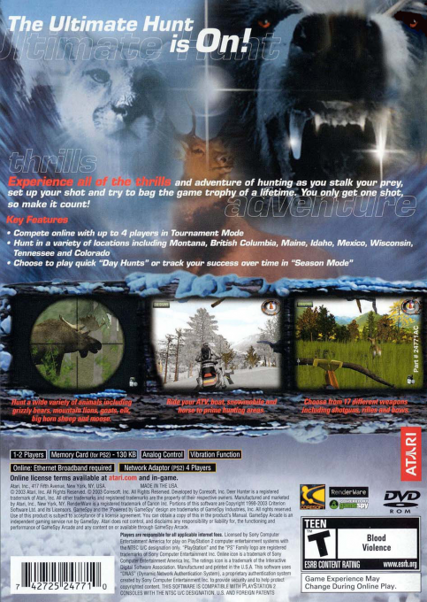 Deer Hunter — box-2D-back (US)
