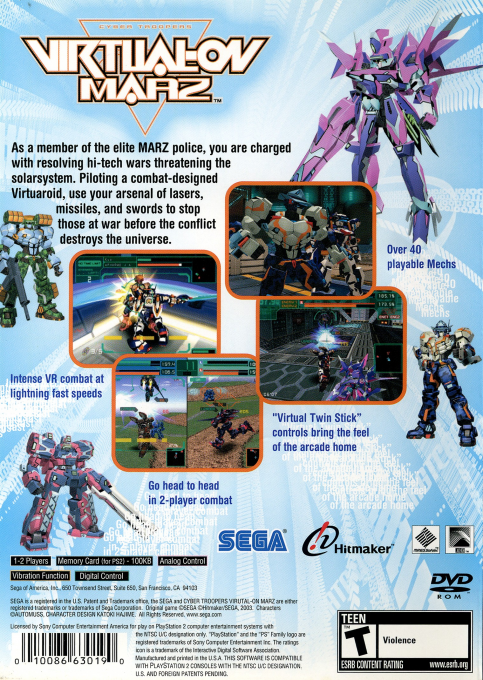 Cyber Troopers - Virtual-On Marz — box-2D-back (US)