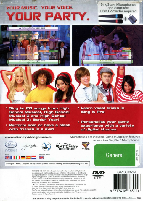 Disney Sing It! High School Musical 3 - Senior Year — box-2D-back (AU)