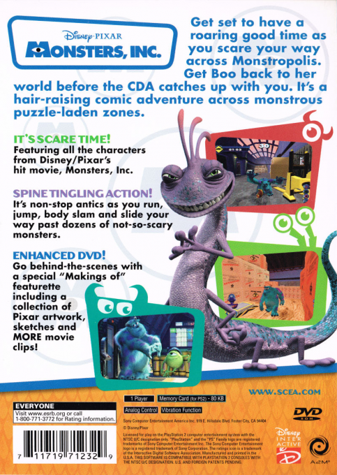 Disney Pixar Monsters, Inc. — box-2D-back (US)