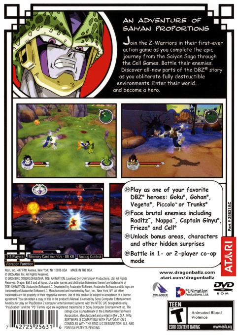 Dragon Ball Z - Sagas — box-2D-back (US)