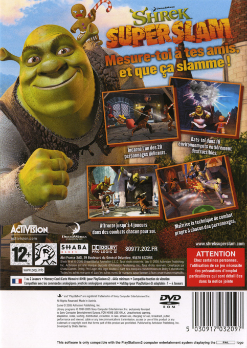 Shrek SuperSlam — box-2D-back (FR)