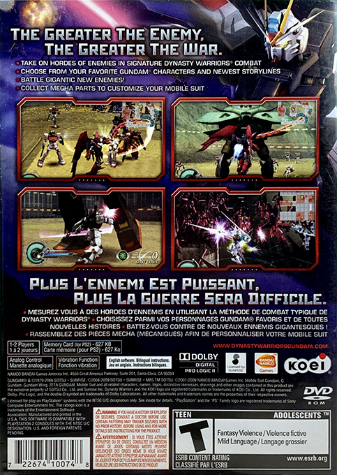 Dynasty Warriors - Gundam 2 — box-2D-back (US)