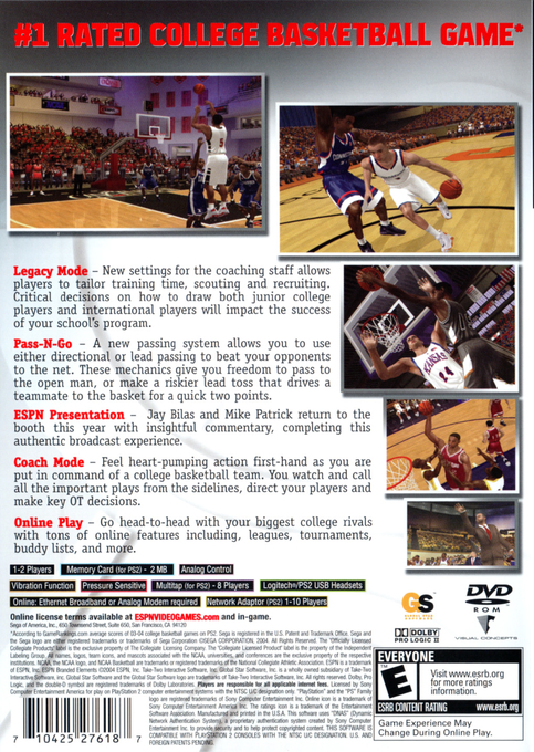 Espn College Hoops 2k5 — box-2D-back (US)