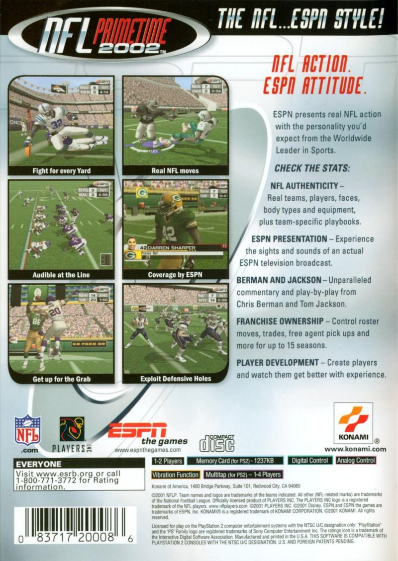 ESPN NFL Prime Time 2002 — box-2D-back (US)
