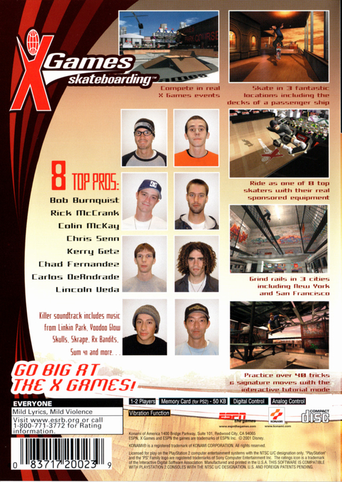 X-games - Skateboarding — box-2D-back (US)