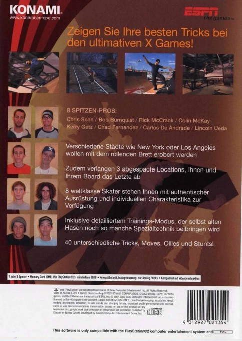 X-games - Skateboarding — box-2D-back (DE)