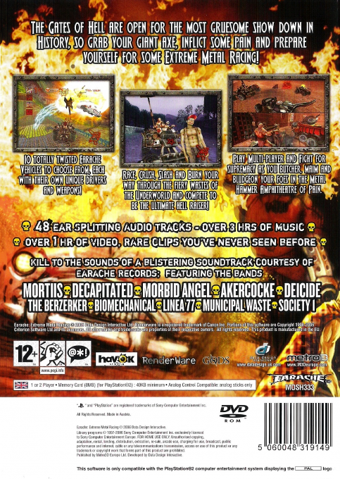 Earache Extreme Metal Racing — box-2D-back (EU)