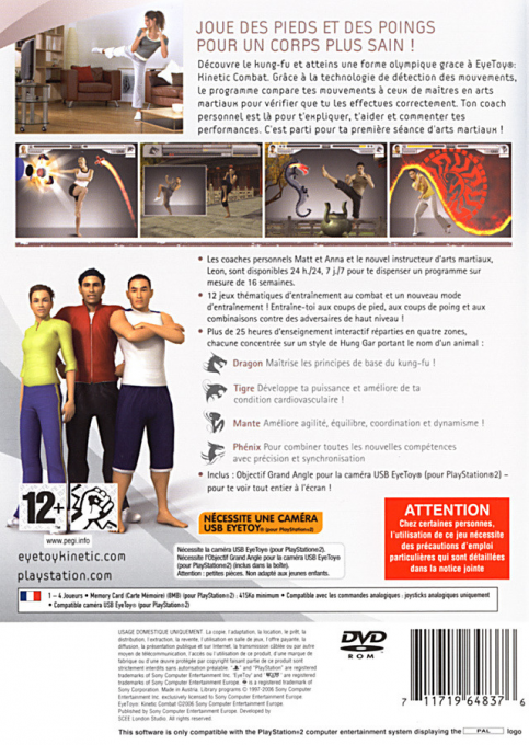 Eyetoy - Kinetic Combat — box-2D-back (FR)