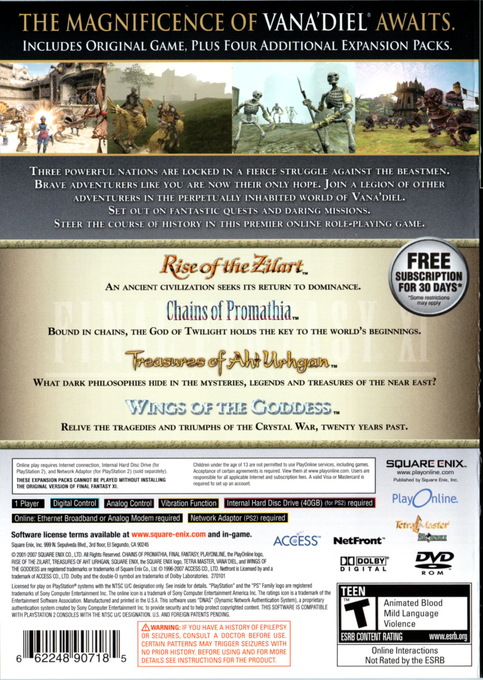 Final Fantasy 11 - Vana'diel Collection 2008 — box-2D-back (US)