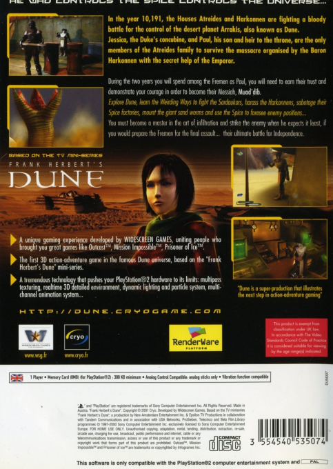 Frank Herbert's Dune — box-2D-back (EU)