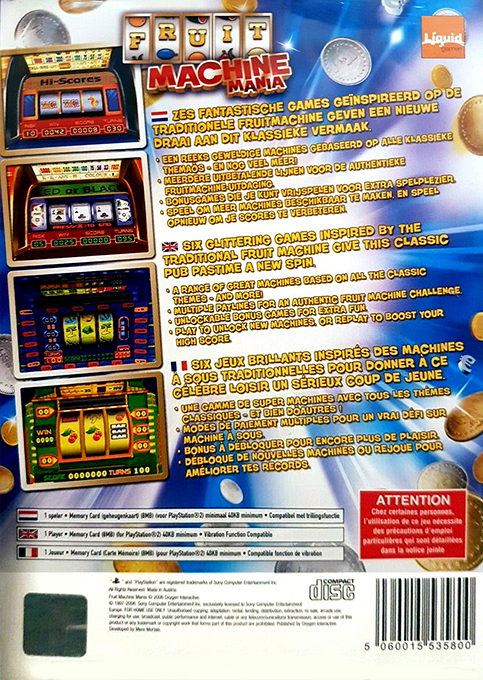 Fruit Machine Mania — box-2D-back (EU)
