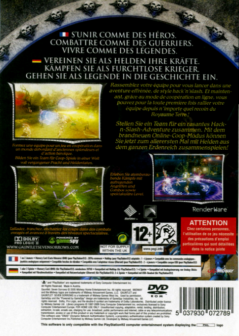 Gauntlet - Seven Sorrows — box-2D-back (FR)