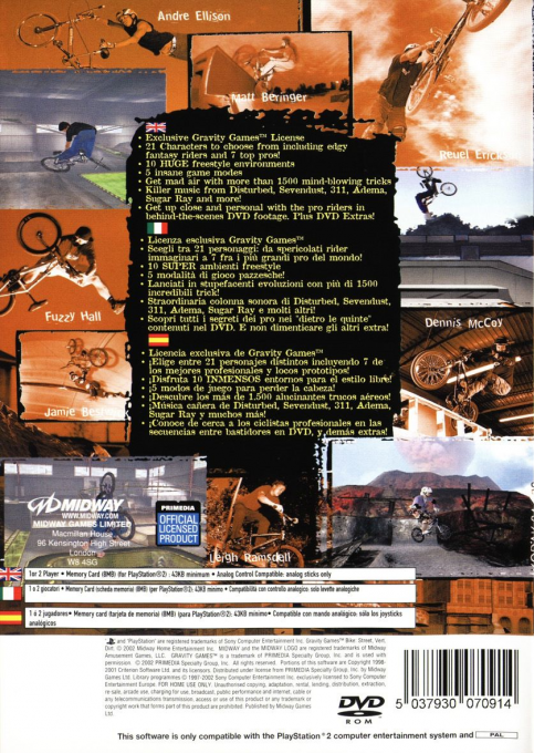 Gravity Games - Bike Street, Vert, Dirt — box-2D-back (EU)