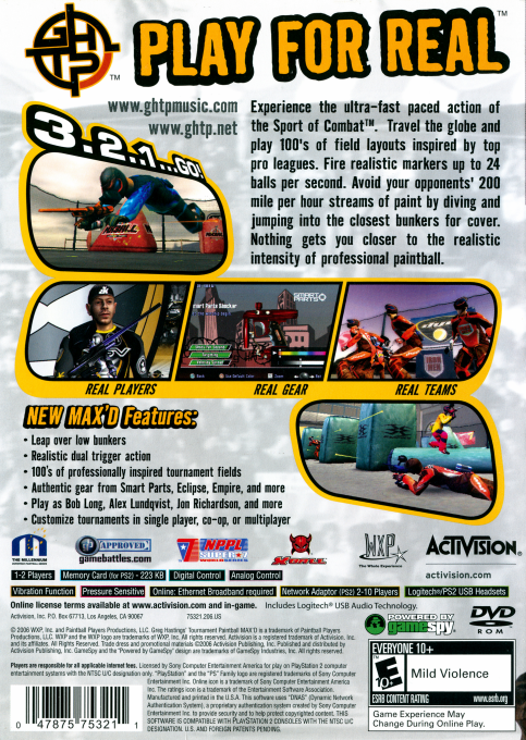 Greg Hasting's Tournament Paintball Max'd — box-2D-back (US)