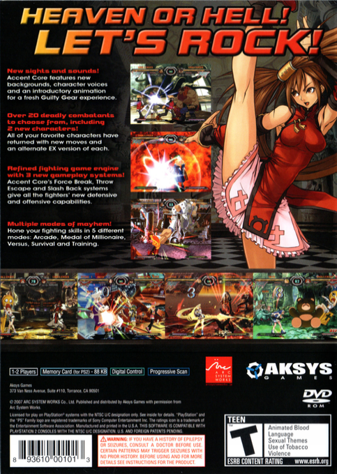 Guilty Gear Xx Accent Core — box-2D-back (US)