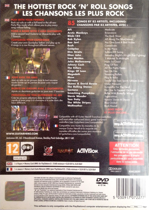 Guitar Hero 5 — box-2D-back (FR)