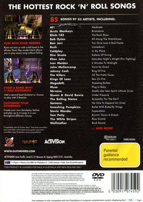 Guitar Hero 5 — box-2D-back (AU)