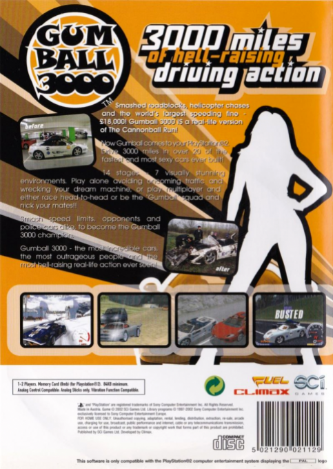Gumball 3000 — box-2D-back (EU)