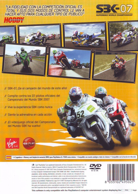 Sbk-07 - Superbike World Championship — box-2D-back (SP)