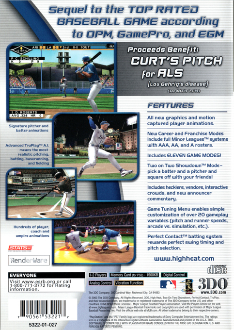 High Heat Major League Baseball 2004 — box-2D-back (US)