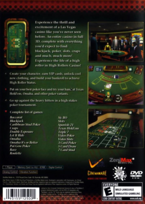 High Rollers Casino — box-2D-back (US)