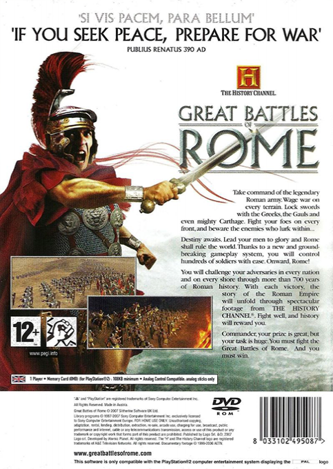 History Channel - Great Battles Of Rome, The — box-2D-back (EU)