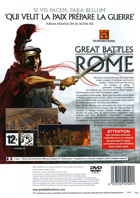 History Channel - Great Battles Of Rome, The — box-2D-back (FR)