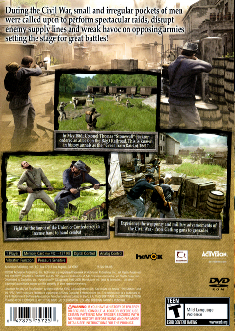 History Channel - Civil War - Secret Missions, The — box-2D-back (US)