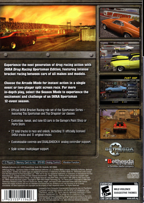 Ihra Drag Racing - Sportsman Edition — box-2D-back (US)