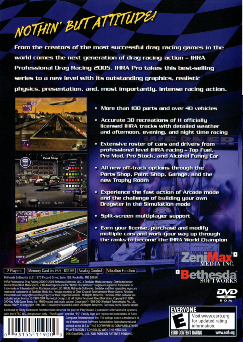 Ihra Professional Drag Racing 2005 — box-2D-back (US)