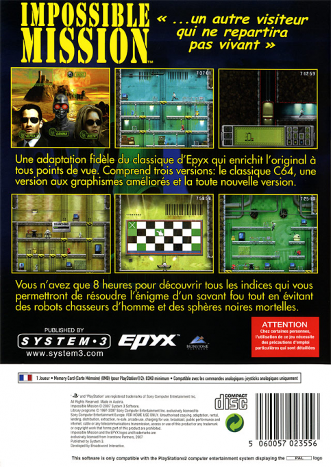 Impossible Mission — box-2D-back (FR)