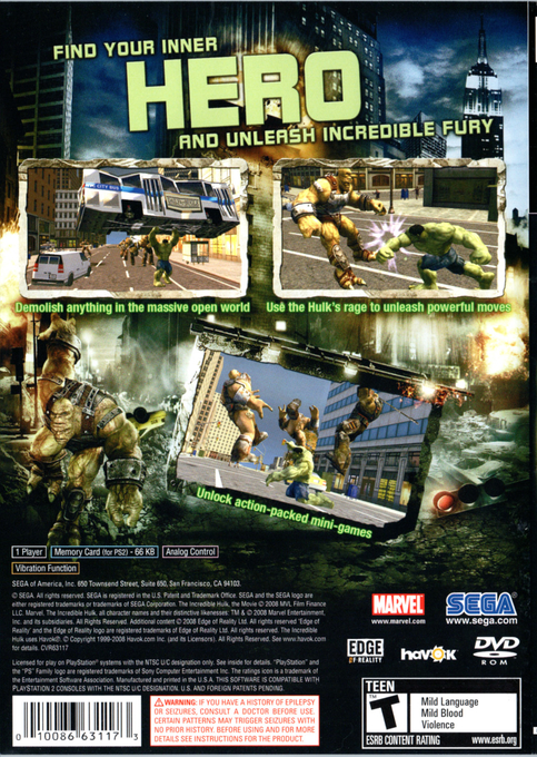 Incredible Hulk, The — box-2D-back (US)