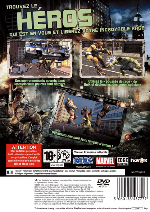 Incredible Hulk, The — box-2D-back (FR)
