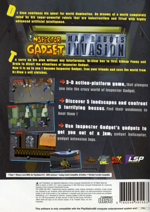 Inspector Gadget - Mad Robots Invasion — box-2D-back (EU)