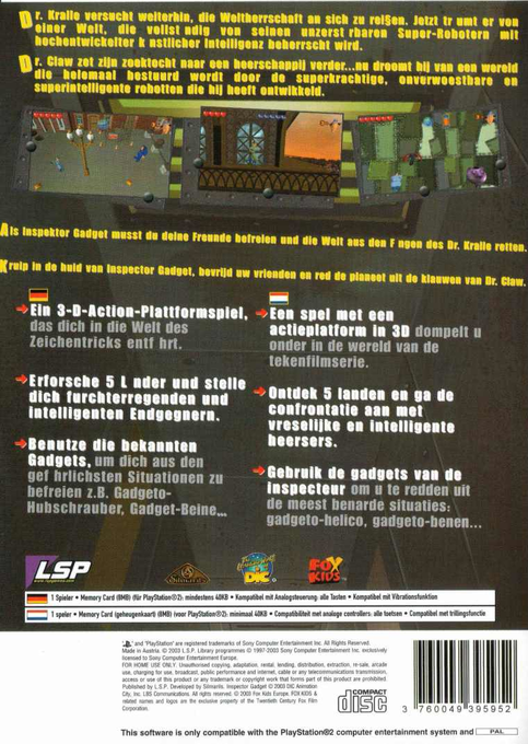Inspector Gadget - Mad Robots Invasion — box-2D-back (DE)
