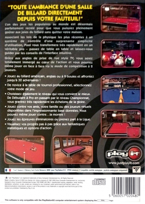 International Pool Championship — box-2D-back (FR)