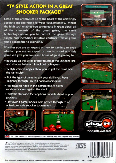International Snooker Championship — box-2D-back (EU)