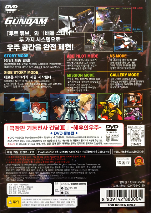 Mobile Suit Gundam - Encounters In Space — box-2D-back (KR)