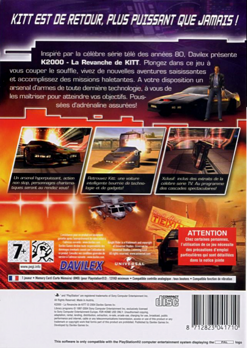 Knight Rider 2 - The Game — box-2D-back (FR)